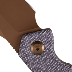 Couteaux à lame fixe gris et bronze avec manche texturé gris, lame finition bronze, étui de protection noir pour le camping en plein air - Product Image 4