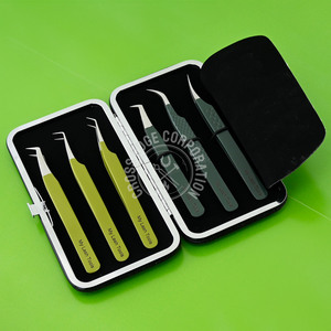 Pinces à cils de haute qualité à pointe en fibre 45 °   90 °   Pince à épiler légère Nano Grip Moon Curved pour extensions de cils - Product Image 1