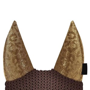 White Crochet Horse Ear <b>Bonnet</b> With Red Trim And Fluffy Ears For Riding Ear <b>Bonnets</b> for Horse Riding-Professional Equestrian - Product Image 5