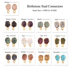 Clous d'oreilles en citrine brute naturelle de haute qualité, plaqué or, connecteurs de clous d'oreilles en pierre de naissance délicate, résultats de connecteurs - Product Image 2