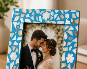 Elegant Mother of Pearl Handmade Carved Lightweight Full Color Vertical Photo <b>Frame</b> Tabletop Wall <b>Mount</b> Customizes - Product Image 4