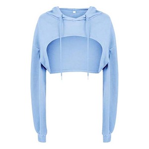 2026 Women's 100% Cotton Fleece Crop <b>Top</b> Hoodie Custom Logo Breathable Quick Dry Eco-Friendly Windproof Multi-Color <b>Winter</b> Front - Product Image 3