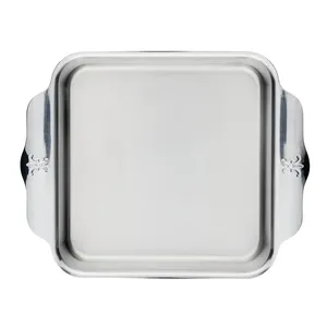 Square Stainless Steel Casserole Dish With Decorative Handles Durable Oven Safe All <b>Stove</b> Types Minimalist Design - Product Image 3