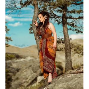 Vestido Maxi Boho sin Tirantes con Dobladillo Asimétrico, Estampado Digital, Viscosa/Algodón, Corte Holgado, Estilo Casual de Verano, Cintura Natural - Product Image 3