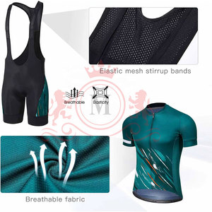 Conjunto de Jersey y Pantalones Cortos de Ciclismo para Hombre, Verde con Detalles Negros, Poliéster Transpirable para Adultos - Product Image 6