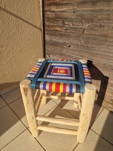 Designer <b>Stool</b> Northern Pine with Braided Paper String for Wedding and Living Room Furniture Taburete Bajo En Madera De Teca - Product Image 1