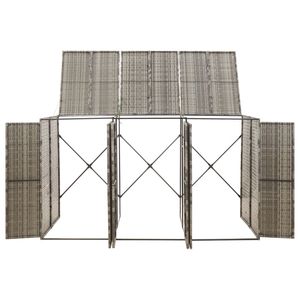 Triple <b>Wheelie</b> <b>Bin</b> Shed 81.5"x31.5"x46.1" Gray Poly Rattan <b>Storage</b> Unit - Product Image 3