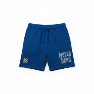 Custom Men's BLUE Vintage Washed Breathable Winter Patch Hoodie Shorts <b>Set</b> Heavyweight Cotton Streetwear OEM Private Label - Product Image 4