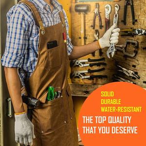 Delantal de cuero genuino de alta calidad, fabricado en fábrica, impermeable, con bolsillo para cocina, reutilizable, de material suave. - Product Image 6