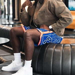 Shorts de sport personnalisés en maille imprimée motif cachemire pour hommes, shorts de basketball sublimés, vêtements de sport légers, fournisseur USA - Product Image 5