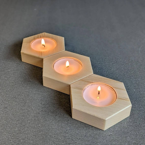 DECOR N UTILITY CRAFT Hexagon Wooden Tea Light Holder Handmade <b>Candle</b> Stand Christmas Home Decoration - Product Image 2