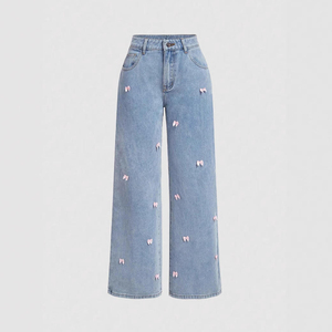 OEM <b>women</b>’s <b>cropped</b> wide leg <b>jeans</b> denim wholesale <b>women</b>’s denim pants for fashion retailers bulk supply - Product Image 5
