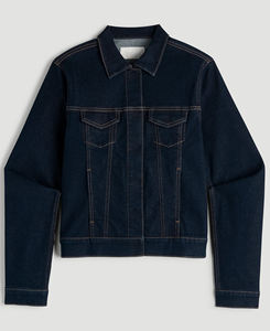 Chaquetas Vaqueras de Mezclilla Oscura de Alta Calidad para Mujer, Cuello Camisero, Transpirables, Resistentes al Viento, con Botones, Estilo Urbano, Talla XS, Color Sólido, Vintage - Product Image 1