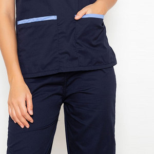 Hospital <b>Scrub</b> <b>Sets</b> for Nurses-Unisex Polyester Knitted <b>Scrubs</b> with Needle Detection & Seamless Fusing Pockets Wholesale - Product Image 5