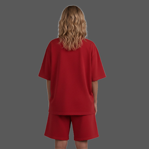 Best Quality 100% Cotton Solid Vintage <b>Patches</b> Women's Summer Casual 2 Piece Shorts Set Regular Fit Half Sleeve Breathable <b>Knee</b> - Product Image 3