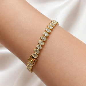 Bracelets tennis ovales en diamant et moissanite sertie clos, plaqué or jaune 14 carats, pour femme, pour fiançailles et occasions spéciales - Product Image 5