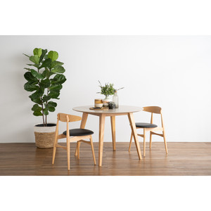 Chaise de salle à manger haut de gamme durable en chêne malaisien avec dossier en bois courbé et assise en cuir PU, style moderne pour résidentiel et appartement - Product Image 4