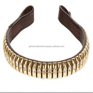 Banda de cuero para cejas de caballo, banda prémium de cuero de grano completo con barra de Diamante, cristales transparentes, cadena de metal, banda de cuero personalizada para cejas - Product Image 1