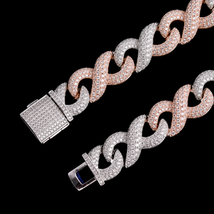 Delicate Designer Customized Full Iced Hip Hop Fashion Moissanite <b>Infinity</b> Style Cuban Link Unisex Micro Insert 925 Sterling - Product Image 3