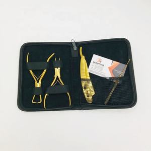 Kit de alicates de extensión de pelo de acero inoxidable chapado en oro de grado quirúrgico profesional de alta calidad más vendido ecológico - Product Image 1