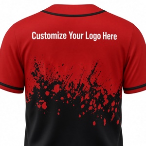 Best Quality Red Black Baseball Jersey Short Sleeve Unisex Sublimated Print Adult <b>Sport</b> <b>Apparel</b> - Product Image 3