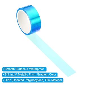 Cinta Adhesiva Metálica Holográfica Azul para Manualidades, Decorativa para Envolver Regalos, Rollo de Cinta Artesanal Impermeable - Product Image 3
