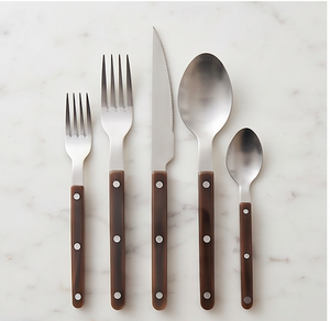 Juego de Cubiertos Minimalista de Acero Inoxidable, Cuchillo, Tenedor y Cuchara con Mango de Madera, Apto para Lavavajillas, Vajilla para Bodas - Product Image 1