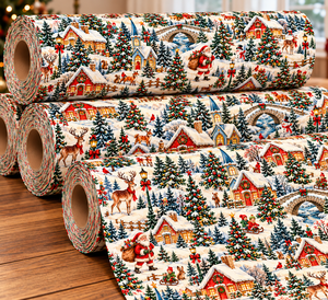 Tissu en coton tissé pour le village de Noël, matériau de couture pour les loisirs créatifs textiles de maison - Product Image 2