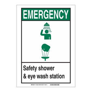 Panneau de signalisation d'urgence haute visibilité Brady pour douche de sécurité et station de lavage des yeux, 7 x 5 pouces, usage industriel - Product Image 3