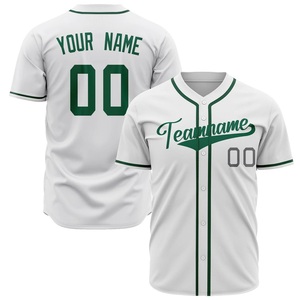 Camiseta de Béisbol Personalizada Blanca y Verde con Nombre y Número del Equipo, Impresión Serigrafiada, Ropa Deportiva Transpirable de Poliéster de Manga Corta para Hombre - Product Image 1