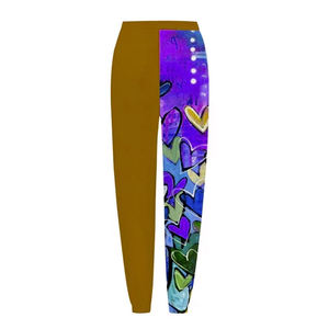 Pantalones Deportivos de Mujer con Estampado de Corazones Coloridos, Cintura con Cordón Ajustable, Pantalones Casuales de Punto con Spandex, Estilo Primavera, Corte Ajustado y Largo Completo - Product Image 3
