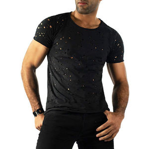 Camiseta Ringer Personalizada con Efecto Desgastado para Hombre, 100% Algodón, Estilo Urbano, Vintage, con Logotipo Personalizado, Fabricación OEM/ODM - Product Image 1
