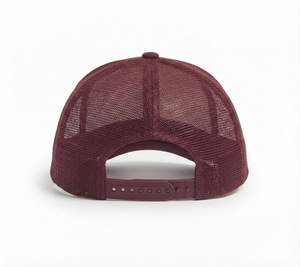 Casquette Trucker en Toile et Maille Marron à 6 Panneaux avec Logo Brodé Blanc, Réglable, Unisexe, Décontractée, pour Adultes, Printemps-Été - Product Image 3