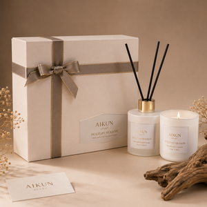 ชุดของขวัญเทียนหอมและก้านไม้หอมปรับอากาศ AIKUN รุ่น Luxury Matte White พร้อมกล่องของขวัญริบบิ้น สำหรับเทศกาลต่างๆ ขายส่ง - Product Image 2