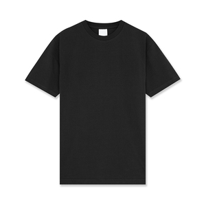 เสื้อยืดคอตตอนสีดำสำหรับผู้ชาย ทรงปกติ คอกลม แขนสั้น สวมใส่สบาย สีพื้น ผ้าเจอร์ซีย์ถัก ย้อมสีเรียบ - Product Image 1