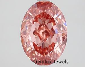 ห้องปฏิบัติการที่มีคุณภาพสูง IGI ได้รับการรับรองแฟนซีสีชมพูสดใส7.5 CT วงรีตัดวงรีเพชรที่ปลูกในห้องปฏิบัติการที่มีคุณภาพสูง - Product Image 1