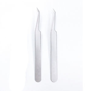 Pince à épiler professionnelle en acier inoxydable pour extensions de cils avec pointe angulaire - Prise en main douce et longueur de 11,2 cm - Instrument de beauté DIY pour voyage - Product Image 2