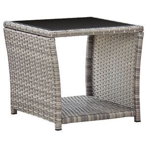 Set da pranzo in 3 pezzi con Patio in Rattan grigio con cuscini Set da giardino - Product Image 3