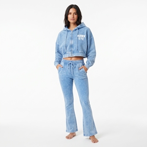 Ensemble sweat à capuche en molleton délavé et pantalon de jogging large pour femme, avec crop top zippé, manches longues, tenue décontractée, design de logo personnalisé - Product Image 1