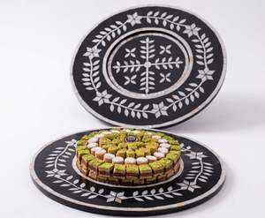 Luxury Ramadan & <b>Eid</b> <b>Gift</b> Set Premium Stuffed Medjool Dates and Artisanal Chocolate Bonbons on Vintage Brass Carved Serving - Product Image 6