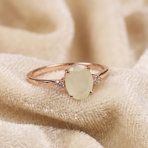 Women's Classic Ethnic Natural Faceted <b>Opal</b> Cubic Zircon Gemstone Prong Set Oval IGI Certified 925 Sterling Silver Rose <b>Gold</b> - Product Image 6