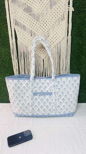 Sac fourre-tout magnétique en coton artisanal, collection de sacs à bandoulière matelassés faits main à motifs imprimés, pour le quotidien, le marché et les courses - Product Image 6