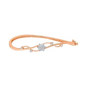 Rose Gold Lab Grown Diamond Bezel Round Link Bangle Bracelet - Product Image 2