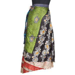 Falda Larga Envolvente de Seda India Multicolor, Hecha en India, de 2 Capas, Reversible, de Seda Mágica, Sencilla para Mujer - Product Image 3