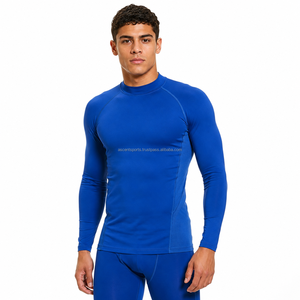 Men's <b>Blue</b> Full Sleeve Compression Rash Guard Quick Dry Performance Top for Gym Workout <b>Base</b> <b>Layer</b> - Product Image 1