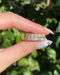 Wholesale 14k 18k Gold Lab Grown Diamond Solitaire Wedding Ring Double Row Prong Set Wide Cocktail Matching Band Manufacturer - Product Image 4