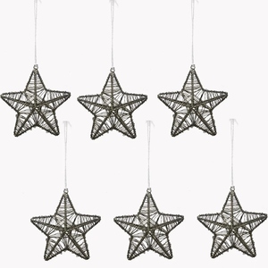 Étoile de Noël artisanale en fil métallique avec finition métallique foncée et cordon de suspension, idéale pour la décoration rustique des sapins de Noël - Product Image 5