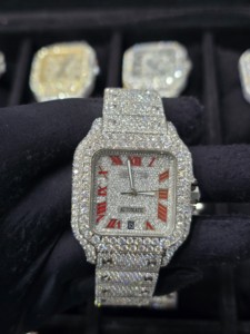 Montre Hip Hop Mécanique en Acier Inoxydable Entièrement Sertie de Moissanite VVS D, Cadran Romain, à Prix Réduit, Cadeau pour Père - Product Image 5