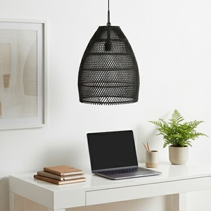 Lámpara colgante de ratán negro tejido a mano, lámpara de techo artesanal de Bali para decoración de interiores de sala de estar, marca Tya Loka Wood And Soul - Product Image 4