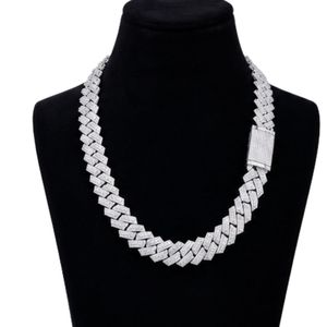 Premium iced out chevron link <b>necklace</b> solid 18K white gold set lab grown diamonds bold interlocking design secure box - Product Image 1